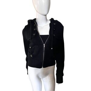 Ark & Co. Cropped Black Hooded Bomber Jacket - Medium (fits smaller)